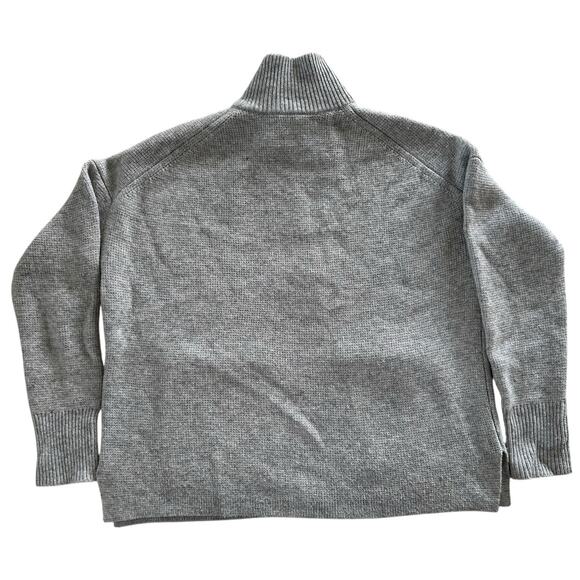J.CREW Wool Snap Placket Preppy High Neck Pullover Sweater in Gray-Size S - Picture 2 of 5